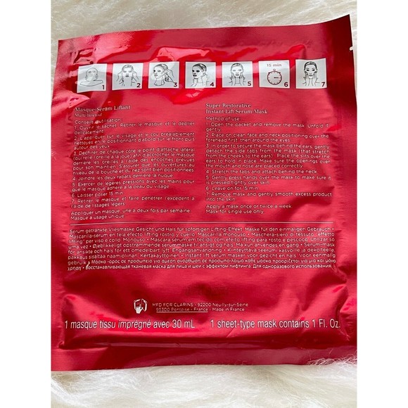 Clarins Super Restorative Instant Lift Serum Mask ~ 1 Sheet ~ 1 fl oz NEW - Picture 2 of 5